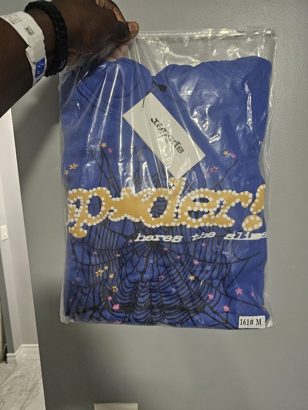 Blue Sp5der-Style Web Hoodie Size M - Picture 3 of 5